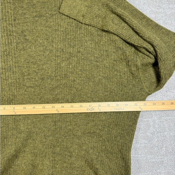 Madewell Olive Green Ribbed Alpaca Blend Crew Neck Long Sleeve Sweater Sz XXL - Picture 3 of 6